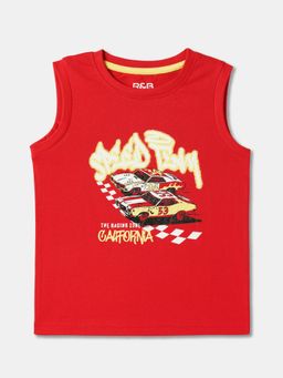 R&B - Boys Red Cotton Sleeveless Vest