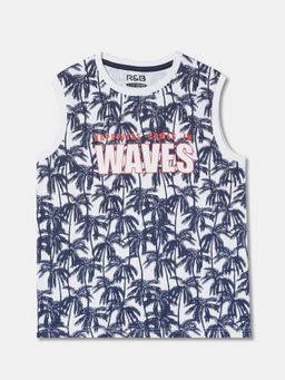 R&B - Boys White Cotton Sleeveless Vest