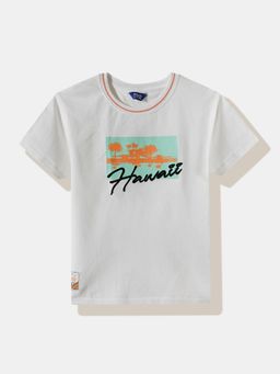 R&B - Boys Ivory Cotton Half Sleeves T-Shirt