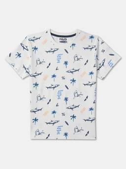 R&B - Boys Ivory Cotton Half Sleeves T-Shirt