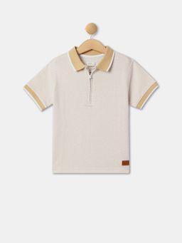 R&B - Boys Beige Cotton Half Sleeves Polo T-shirt