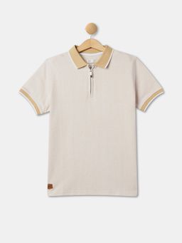 R&B - Boys Beige Cotton Half Sleeves Polo T-shirt