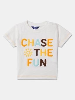 R&B - Boys Ivory Cotton Half Sleeves T-Shirt