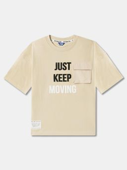 R&B - Boys Beige Cotton Half Sleeves T-Shirt