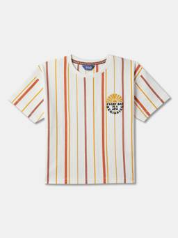 R&B - Boys Ivory Cotton Half Sleeves T-Shirt