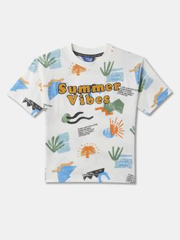 R&B - Boys Ivory Cotton Half Sleeves T-Shirt
