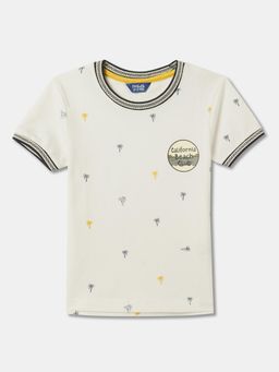 R&B - Boys Ivory Cotton Half Sleeves T-Shirt