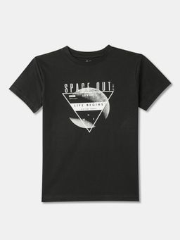 R&B - Boys Black Cotton Half Sleeves T-Shirt