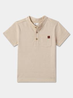 R&B - Boys Beige Cotton Half Sleeves T-Shirt