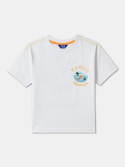 R&B - Boys Ivory Cotton Half Sleeves T-Shirt
