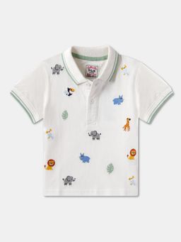 R&B - Boys Ivory Cotton Half Sleeves Polo T-shirt