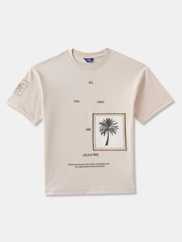 R&B - Boys Beige Cotton Half Sleeves T-Shirt