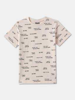 R&B - Boys Beige Cotton Half Sleeves T-Shirt