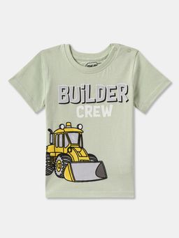 R&B - Boys Green Cotton Half Sleeves T-Shirt