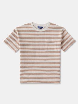 R&B - Boys Brown Cotton Blend Half Sleeves T-Shirt
