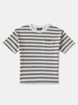 R&B - Boys Navy Blue Cotton Blend Half Sleeves T-Shirt
