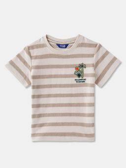 R&B - Boys Beige Cotton Blend Half Sleeves T-Shirt