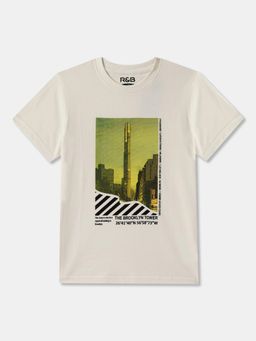 R&B - Boys Ivory Cotton Half Sleeves T-Shirt