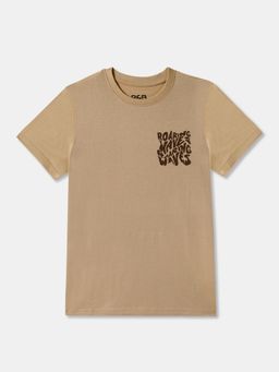 R&B - Boys Beige Cotton Half Sleeves T-Shirt