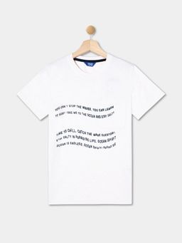 R&B - Boys Off White Cotton Half Sleeves T-Shirt