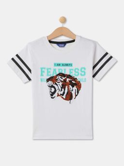 R&B - Boys Ivory Cotton Half Sleeves T-Shirt