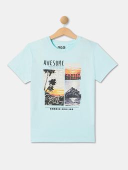R&B - Boys Blue Cotton Half Sleeves T-Shirt