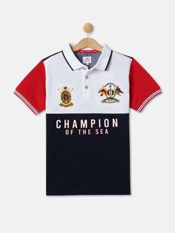 R&B - Boys Navy Blue Cotton Half Sleeves Polo T-shirt