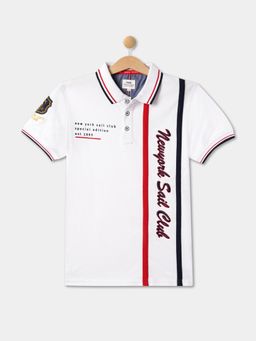 R&B - Boys White Cotton Half Sleeves Polo T-shirt