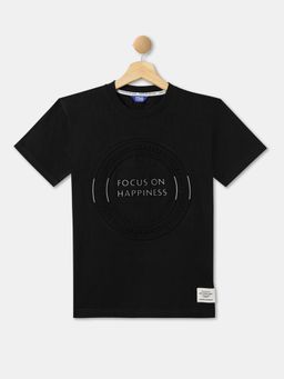 R&B - Boys Black Cotton Half Sleeves T-Shirt