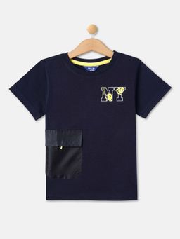 R&B - Boys Navy Blue Cotton Half Sleeves T-Shirt