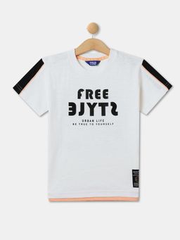 R&B - Boys Ivory Cotton Half Sleeves T-Shirt