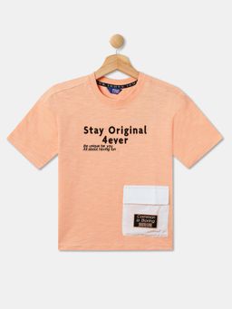 R&B - Boys Peach Cotton Half Sleeves T-Shirt