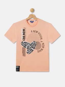 R&B - Boys Peach Cotton Half Sleeves T-Shirt