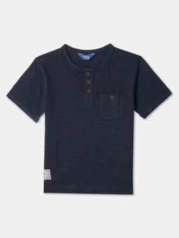 R&B - Boys Navy Blue Cotton Half Sleeves T-Shirt
