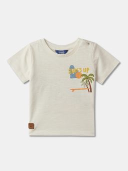 R&B - Boys Ivory Cotton Half Sleeves T-Shirt
