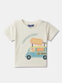 R&B - Boys Ivory Cotton Half Sleeves T-Shirt