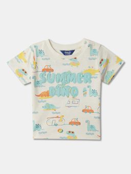 R&B - Boys Ivory Cotton Half Sleeves T-Shirt