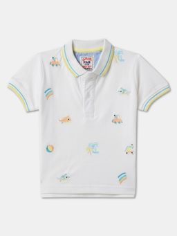 R&B - Boys Ivory Cotton Half Sleeves Polo T-shirt