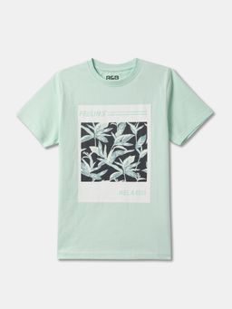 R&B - Boys Aqua Cotton Half Sleeves T-Shirt