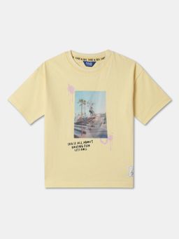 R&B - Boys Yellow Cotton Half Sleeves T-Shirt