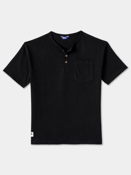 R&B - Boys Black Cotton Half Sleeves T-Shirt