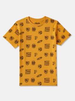 R&B - Boys Mustard Cotton Half Sleeves T-Shirt