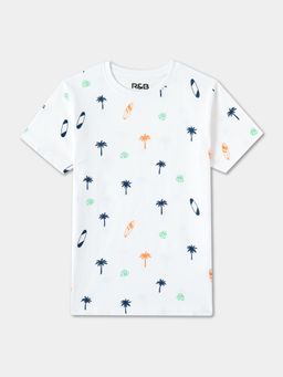 R&B - Boys White Cotton Half Sleeves T-Shirt