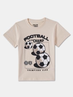 R&B - Boys Beige Cotton Half Sleeves T-Shirt