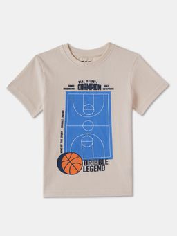R&B - Boys Beige Cotton Half Sleeves T-Shirt