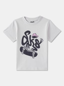 R&B - Boys White Cotton Half Sleeves T-Shirt
