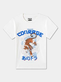 R&B - Boys Ivory Cotton Half Sleeves T-Shirt