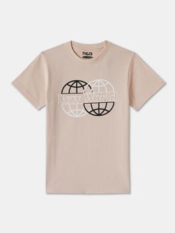 R&B - Boys Beige Cotton Half Sleeves T-Shirt