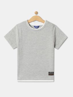 R&B - Boys Grey Cotton Half Sleeves T-Shirt