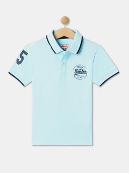 R&B - Boys Blue Cotton Half Sleeves Polo T-shirt